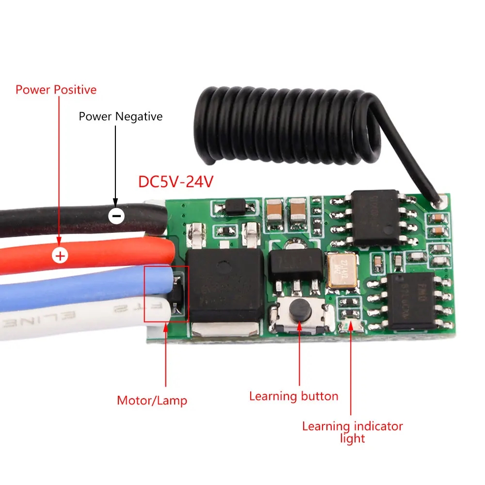 Ir Remote Module - DC 3,7V-24V 433MHz Mini Drahtloser RF-Fernbedienungsschalter-Empfängermodul