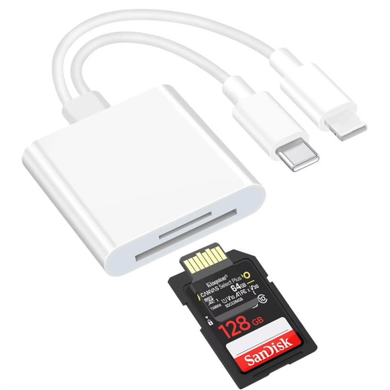 Sd Card Module - Hochgeschwindigkeits-SD-Kartenleser 2-in-1 Lightning USB-C Dual-Slot Micro-TF-Kartenadapter