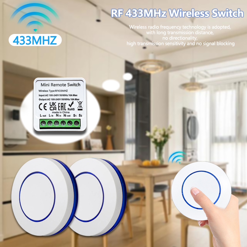 Ir Remote Module - 433HMz Drahtloser Lichtschalter 10A Relais-Empfänger RF