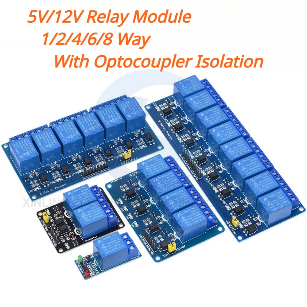 Relay Module 1 Channel - 5/12V 1/2/4/6/8-Kanal-Relaismodul mit Optokoppler-Relaisausgang 1 2