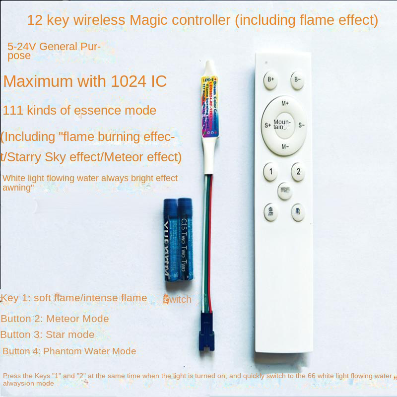 RF 12-Tasten-Fantasie-Flammenr – Ws2812B Strip 5V Bewertung und Preis